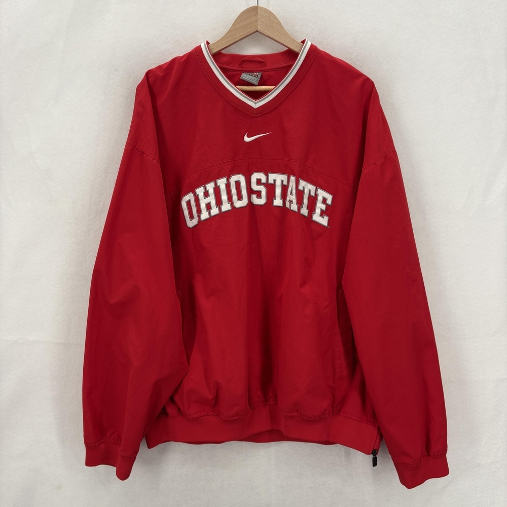 Vintage Ohio State Buckeyes Jacket Mens XL Red NCAA Football Nike Windbreaker